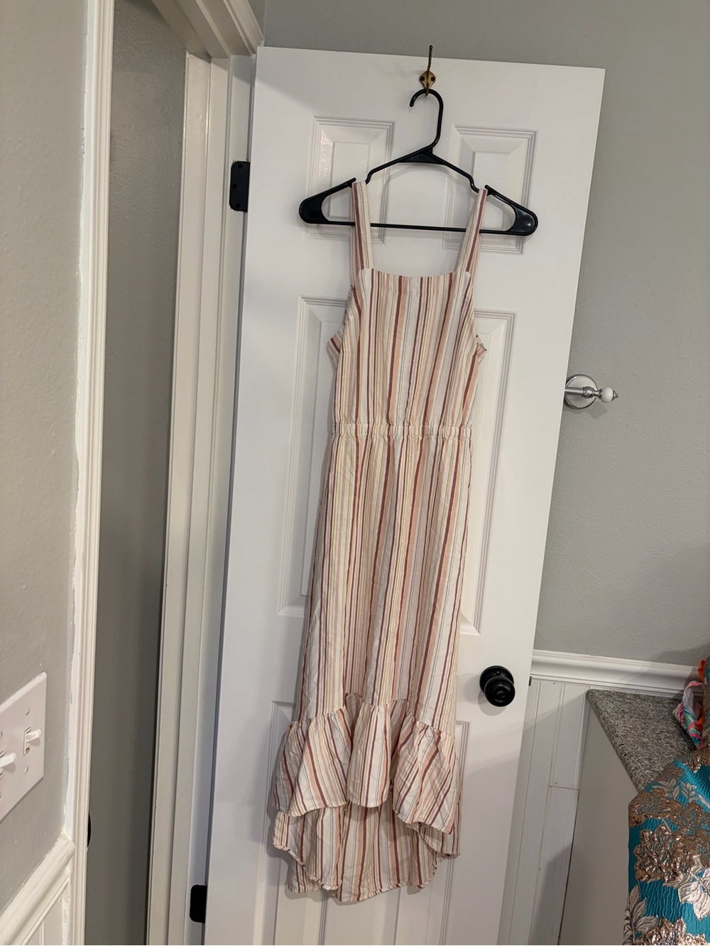 Loft Beach Striped Tie Back High Low Midi Dress XS
